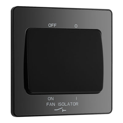 BG Evolve Black Chrome 10A 3 Pole Fan Isolator Switch PCDBC15B with 35mm Steel Back Box