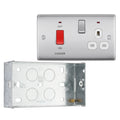BG Nexus Brushed Steel 45A Switched Socket and Cooker Control Unit NBS70W with 35mm Steel Back Box