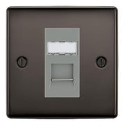 BG Nexus Black Nickel Single 1 Gang RJ45 Data Socket NBNRJ451G Grey Insert by British General