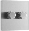 BG PCDBS82W Brushed Steel Evolve 2 Gang 200W Intelligent Trailing Edge Dimmer Switch - White Insert by British General (BG-PCDBS82W-Shopify-SA_1)