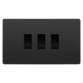 BG Evolve Black Chrome 3 Gang Custom Grid Light Switch Double Format