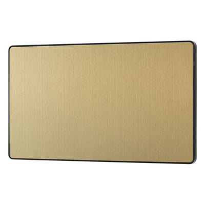BG Evolve Satin Brass 2 Gang Double Blank Plate PCDSB95B with 25mm Steel Back Box