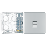 BG Screwless Polished Chrome 1 Gang Master Telephone Socket FPCBTM1 with 35mm Steel Back Box by British General