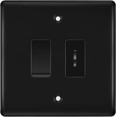 BG Nexus Matt Black 2 Gang 20 Amp Key Switch with 20 Amp Double Pole Switch by British General (BG-NFB2G1KS1DP)