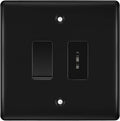 BG Nexus Matt Black 2 Gang 20 Amp Key Switch with 20 Amp Double Pole Switch