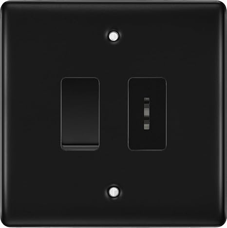 BG Nexus Matt Black 2 Gang 20 Amp Key Switch with 20 Amp