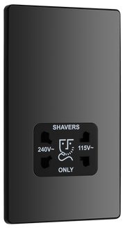 BG PCDBC20B Black Chrome Evolve 115-240V Dual Voltage Shaver Socket - Black Insert by British General (BG-PCDBC20B-Shopify-SA_1)