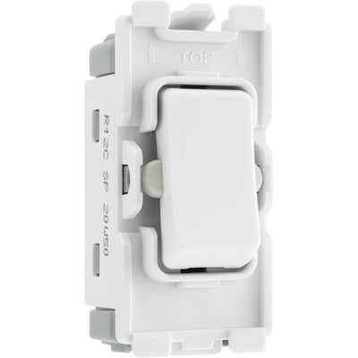 BG R12C Nexus Grid White 20A 20AX 2 Way 1 Pole Centre-Off Switch Module by British General (BG-R12C-Shopify-SA_1)