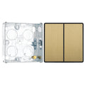 BG Evolve Satin Brass 2 Way Double Edge to Edge Rocker Switch PCDSB42EB with 25mm Steel Back Box