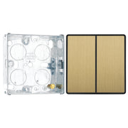 BG Evolve Satin Brass 2 Way Double Edge to Edge Rocker Switch PCDSB42EB with 25mm Steel Back Box