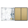 BG Evolve Satin Brass 2 Way Double Edge to Edge Rocker Switch PCDSB42EB with 25mm Steel Back Box