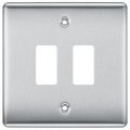 BG RNBS2 Nexus Grid Brushed Steel 2 Module Front Plate
