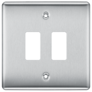 BG RNBS2 Nexus Grid Brushed Steel 2 Module Front Plate by British General (BG-RNBS2-Shopify-SA_1)