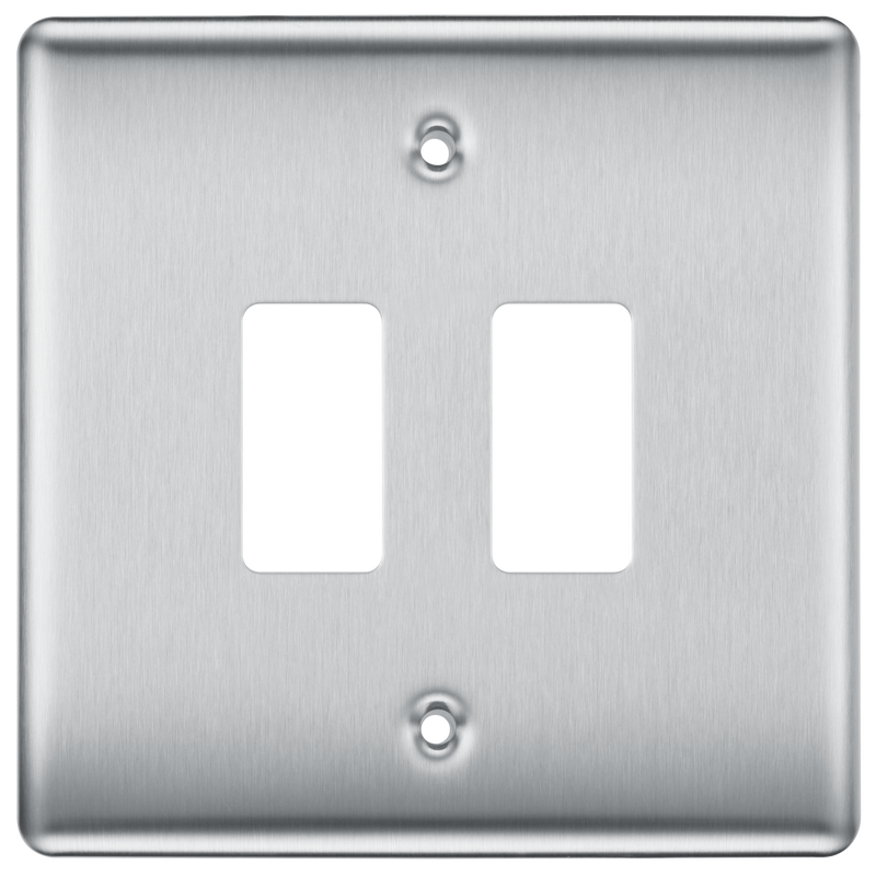 BG RNBS2 Nexus Grid Brushed Steel 2 Module Front Plate
