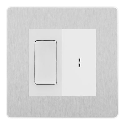 BG Evolve Brushed Steel 2 Way Single Pole Key Switch with 2 Way Single Pole Switch, Key Included - White Insert