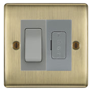 BG Nexus Metal Antique Brass 20A Intermediate Switch & 13A Fused Spur Plate | Grey Insert