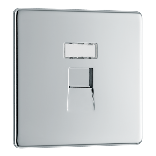 FPCRJ451 Front - This RJ45 ethernet socket from British General uses an IDC terminal connection and is ideal for home and office providing a networking outlet with ID window for identification.