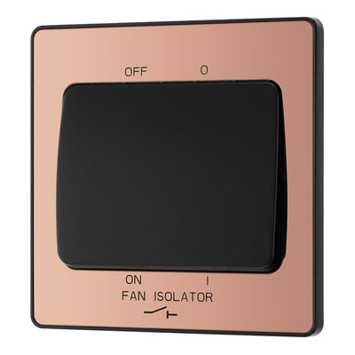 BG Evolve Polished Copper Fan Isolator Switch PCDCP15B with 35mm Steel Back Box