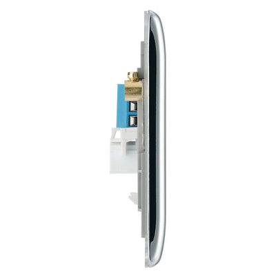 BG NPCBTS2 Nexus Metal Polished Chrome 2 Gang Slave Telephone Socket