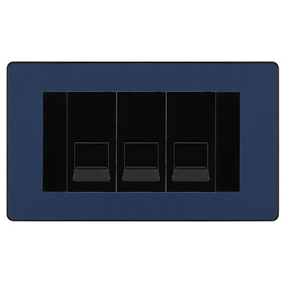 BG Evolve Matt Blue 3 Gang RJ11 Telephone Socket Euro Module - Black Insert by British General (BG-PCDDBRJ113B)
