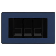 BG Evolve Matt Blue 3 Gang RJ11 Telephone Socket Euro Module - Black Insert by British General (BG-PCDDBRJ113B)
