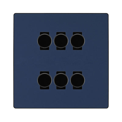 BG Evolve Matt Blue 6 Gang Trailing Edge LED Dimmer Light Switch 2 Way Custom Switch by British General (Evolve-DB-CUSTOM-6GANG-6xDIMMER-2WAY)