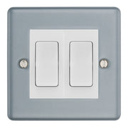 BG Metal Clad 2 Gang 20AX 2 Way Light Switch - White Insert