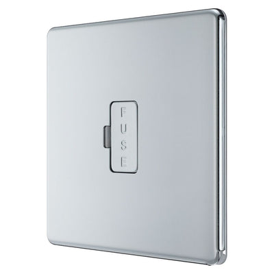 BG Screwless Polished Chrome 13A Unswitched Fused Connection Unit FPC54 with 35mm Steel Back Box