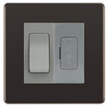 BG Screwless Black Nickel 2 Way Light Switch & 13A Fused Spur Plate | Grey Insert