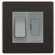 BG Screwless Black Nickel 2 Way Light Switch & 13A Fused Spur Plate | Grey Insert