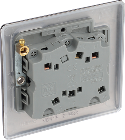 BG NBN15 Nexus Metal Black Nickel 1 Gang 10A 10AX 3 Pole Fan Isolator Plate Switch