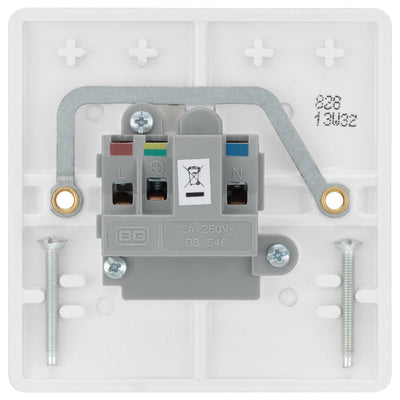 BG 828 Moulded Round Edge | White | 1 Gang 2A Unswitched Round Pin Socket by British General (BG-828)