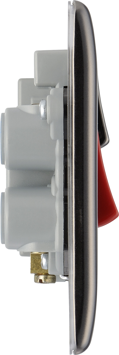 BG NBN70B Nexus Metal Black Nickel 45A 2 Pole Cooker Switch 13A Neon Switched Socket