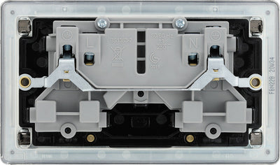 BG FBN22B Nexus Screwless Flat-Plate Double Switched Plug Socket 13A by British General (BG-FBN22B)