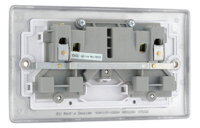 BG NBS22W Nexus Metal Brushed Steel 2 Gang 13A Switched Socket - White Insert