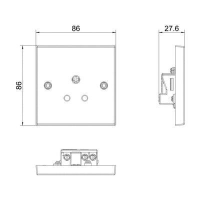 BG 929 Moulded Square Edge | White | 1 Gang 5A Unswitched Round Pin Socket by British General (BG-929)