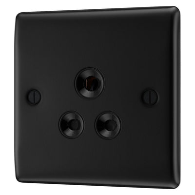 BG Nexus Matt Black 5A Unswitched Round Pin Socket NFB29B with 25mm Steel Back Box