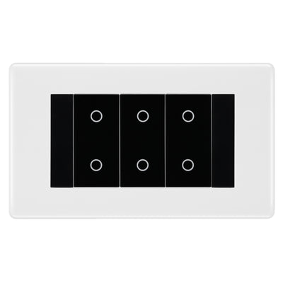 BG Nexus White Moulded Triple Secondary Touch Dimmer Switch - Black Insert by British General (BG-8EMR4+EMTDSB)