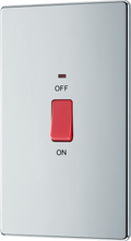 BG FPC72 Nexus Screwless Flat-Plate Cooker Switch Polished Chrome Neon 2 Way 45A
