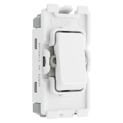 BG Evolve White RRLTPCDW 2 Way Single Pole Grid Light Switch Labelled Lights