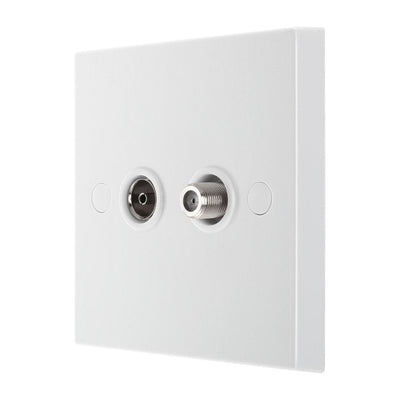 BG 965 Moulded Square Edge | White | 2 Gang Satellite TV Socket Outlet by British General (BG-965)