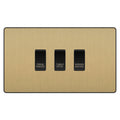 BG Evolve Satin Brass Custom Appliance Grid Switch 3 Gang Screwless