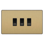 BG Evolve Satin Brass Custom Appliance Grid Switch 3 Gang Screwless by British General (BG-EVOLVE-SB-3GANG-APPLIANCE)
