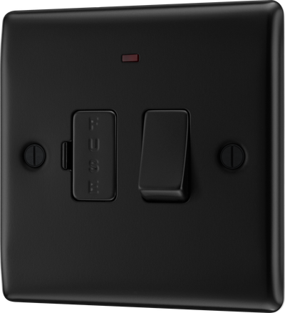 BG NFB52 Nexus Metal Matt Black 13A Neon Switched Fused Spur Unit