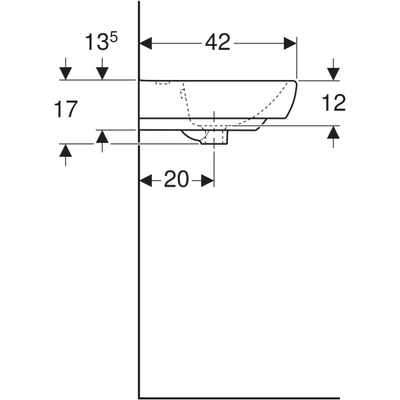 Geberit Selnova Square Countertop Basin 500mm - 1 Tap Hole - 501.460.00.6 by Geberit (Geberit-501.460.00.6)
