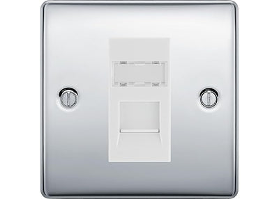 BG Nexus Polished Chrome 1 Gang RJ45 Data Socket NPCRJ451W White Insert by British General (BG-NPCRJ451W)