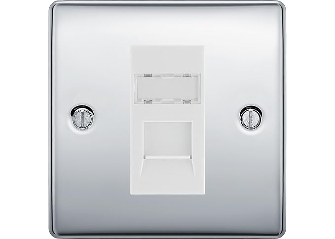BG Nexus Polished Chrome 1 Gang RJ45 Data Socket NPCRJ451W White Insert