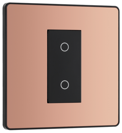 BG Evolve PCDCPTDS1B Polished Copper 1 Gang 200W Trailing Edge Secondary Touch Dimmer - Black Insert by British General (BG-PCDCPTDS1B-Shopify-SA_1)