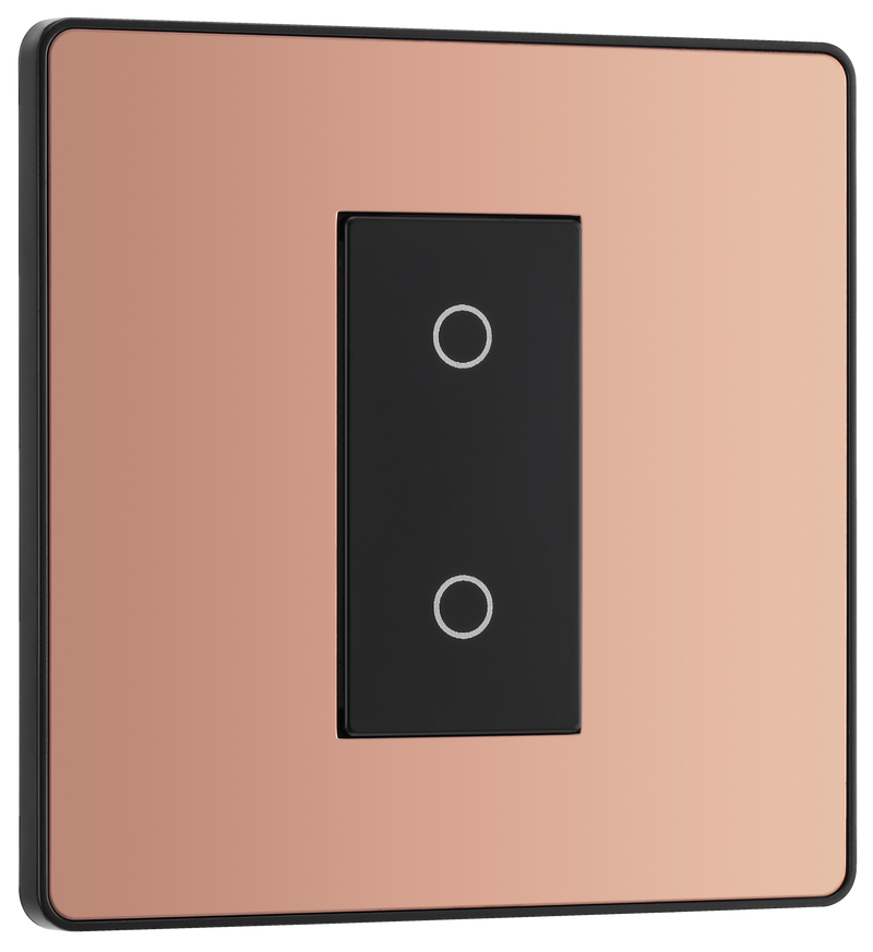BG Evolve PCDCPTDS1B Polished Copper 1 Gang 200W Trailing Edge Secondary Touch Dimmer - Black Insert