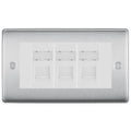 BG Nexus Brushed Steel 3 Gang RJ45 Cat6 Data Socket Outlet White Inserts